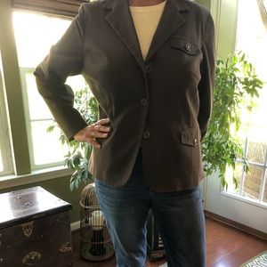 IZOD Woman Stretch Blazer Sz 1x Olive Brown